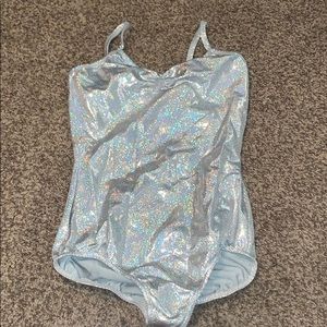 Silver and rainbow sparkle leotard